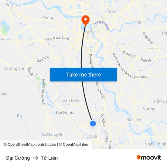 Đại Cường to Tứ Liên map