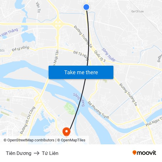 Tiên Dương to Tứ Liên map