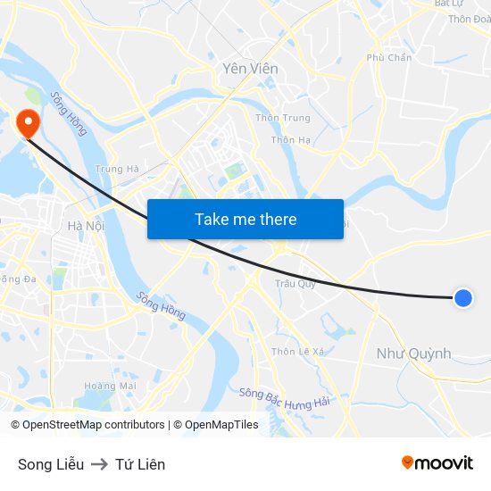 Song Liễu to Tứ Liên map