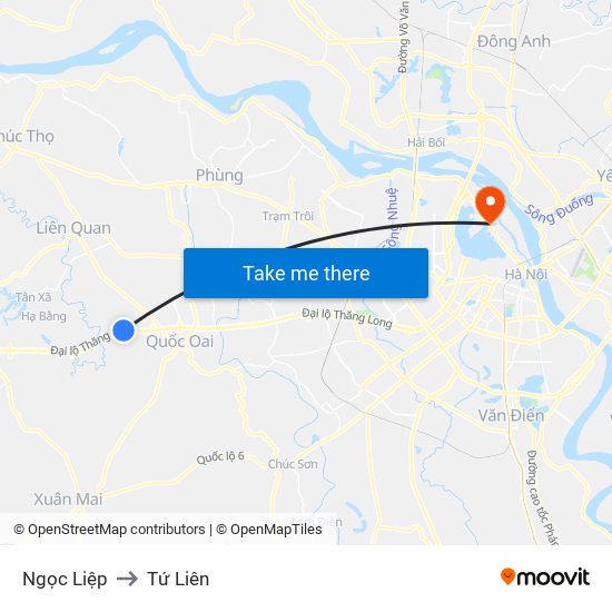 Ngọc Liệp to Tứ Liên map