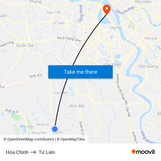 Hòa Chính to Tứ Liên map