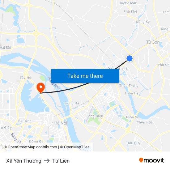 Xã Yên Thường to Tứ Liên map