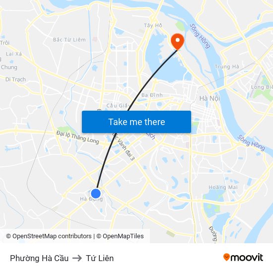 Phường Hà Cầu to Tứ Liên map