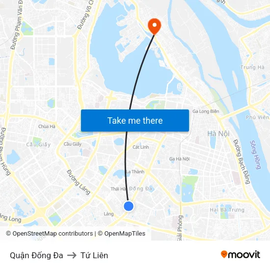 Quận Đống Đa to Tứ Liên map