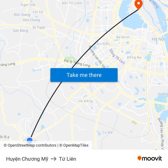 Huyện Chương Mỹ to Tứ Liên map