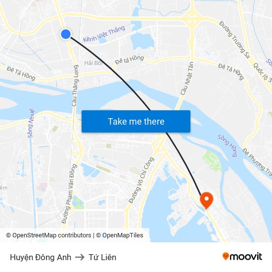 Huyện Đông Anh to Tứ Liên map