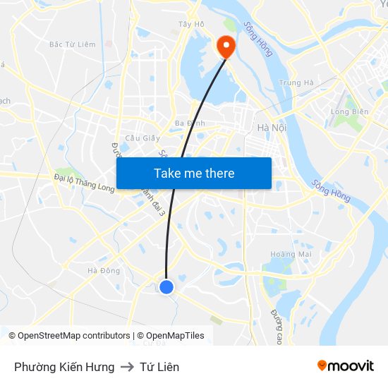 Phường Kiến Hưng to Tứ Liên map