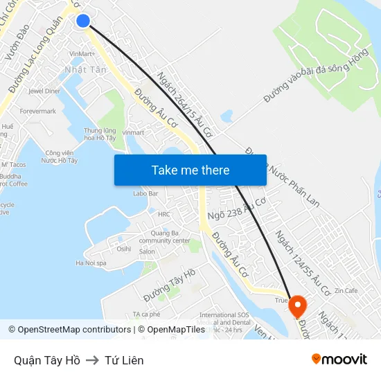 Quận Tây Hồ to Tứ Liên map