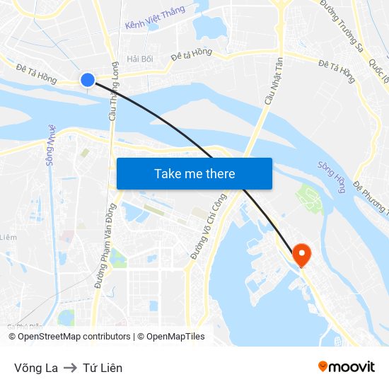 Võng La to Tứ Liên map