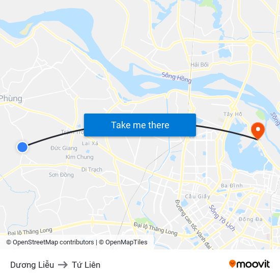 Dương Liễu to Tứ Liên map