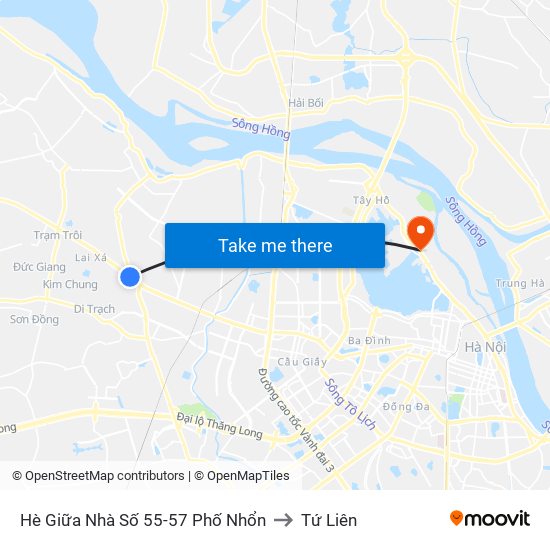 Hè Giữa Nhà Số 55-57 Phố Nhổn to Tứ Liên map