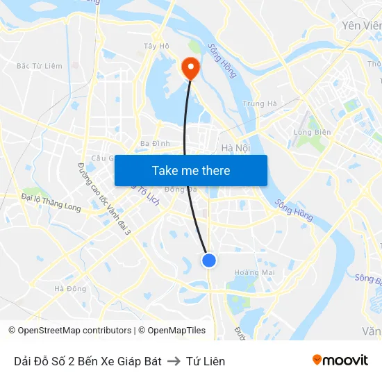 Dải Đỗ Số 2 Bến Xe Giáp Bát to Tứ Liên map