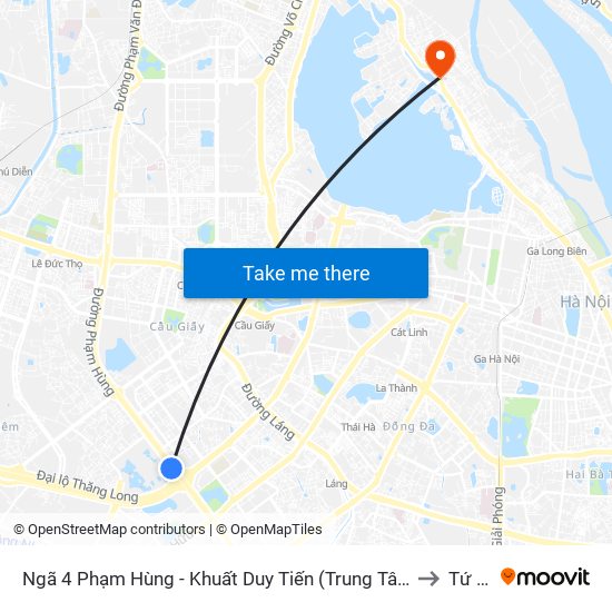 Ngã 4 Phạm Hùng - Khuất Duy Tiến (Trung Tâm Hội Nghị Quốc Gia) to Tứ Liên map