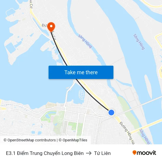 E3.1 Điểm Trung Chuyển Long Biên to Tứ Liên map