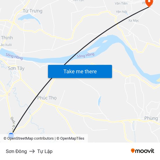 Sơn Đông to Tự Lập map