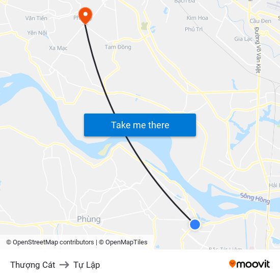 Thượng Cát to Tự Lập map