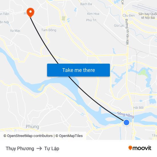 Thụy Phương to Tự Lập map