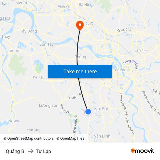 Quảng Bị to Tự Lập map