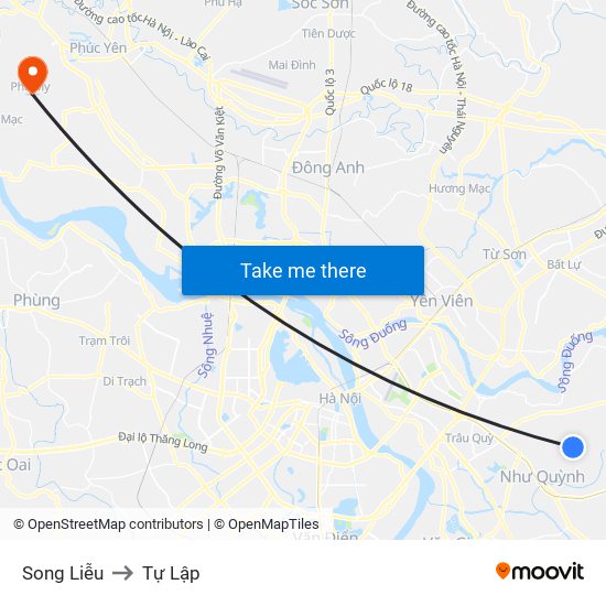 Song Liễu to Tự Lập map