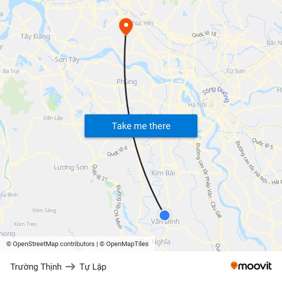 Trường Thịnh to Tự Lập map