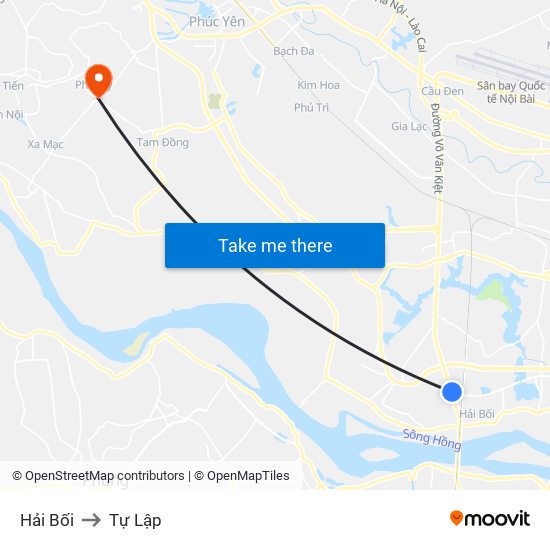 Hải Bối to Tự Lập map