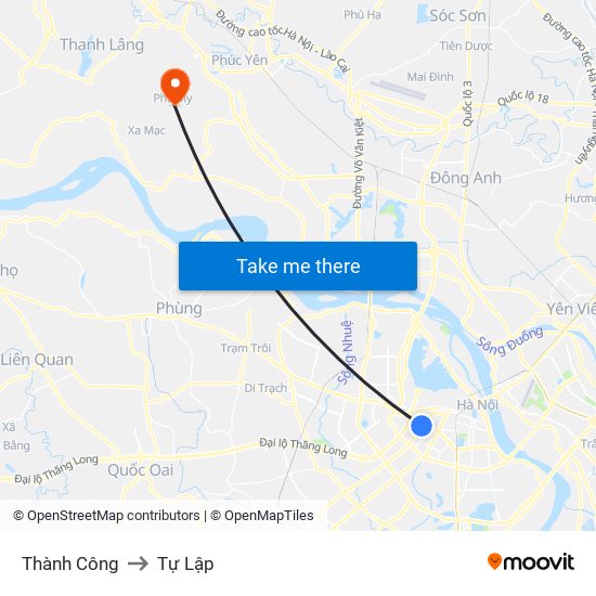 Thành Công to Tự Lập map