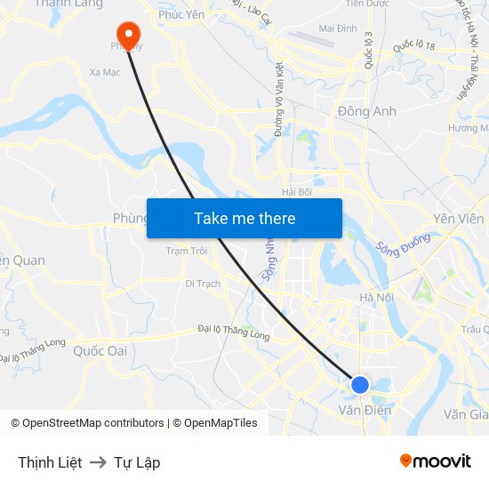 Thịnh Liệt to Tự Lập map