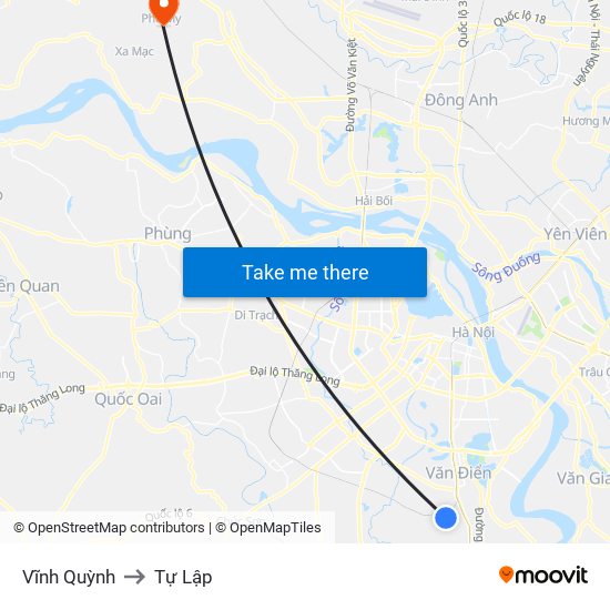 Vĩnh Quỳnh to Tự Lập map