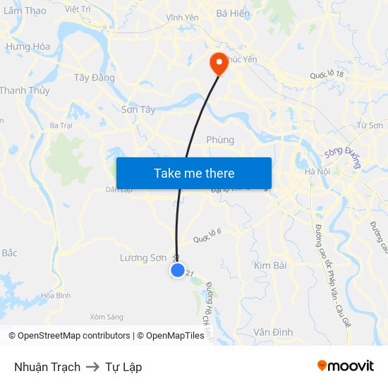 Nhuận Trạch to Tự Lập map