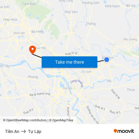 Tiền An to Tự Lập map