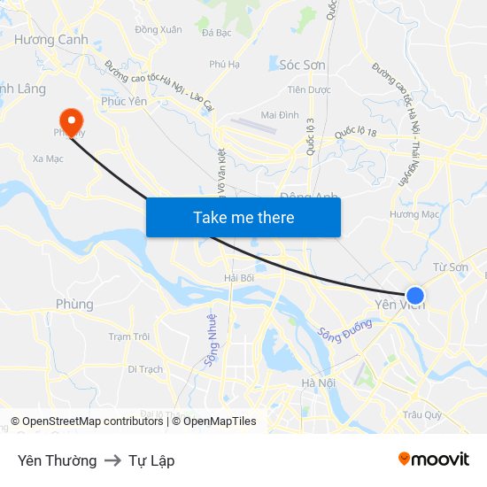 Yên Thường to Tự Lập map