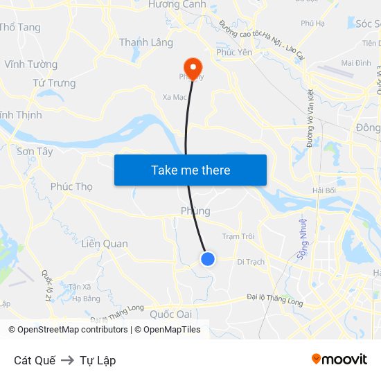 Cát Quế to Tự Lập map