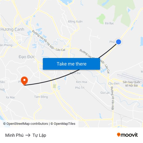 Minh Phú to Tự Lập map