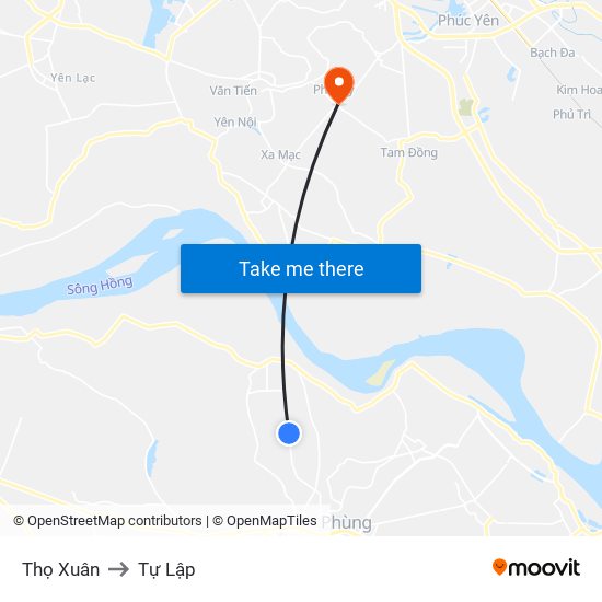 Thọ Xuân to Tự Lập map