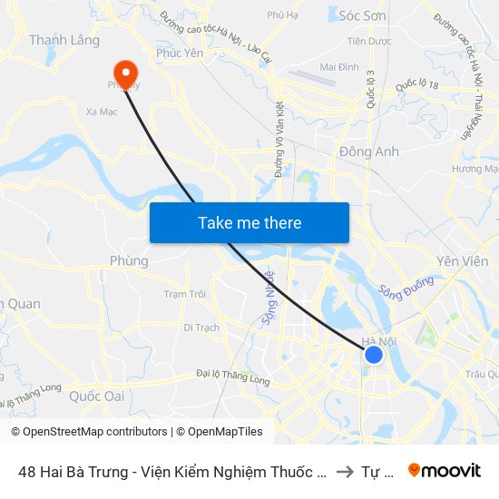 48 Hai Bà Trưng - Viện Kiểm Nghiệm Thuốc Trung Ương to Tự Lập map