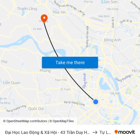 Đại Học Lao Động & Xã Hội - 43 Trần Duy Hưng to Tự Lập map