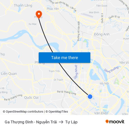 Ga Thượng Đình - Nguyễn Trãi to Tự Lập map