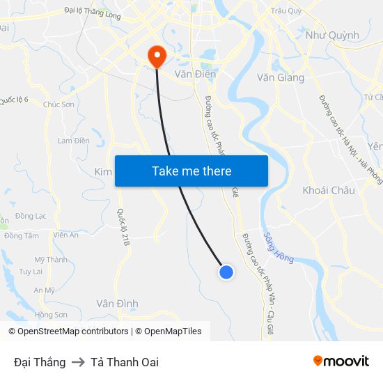 Đại Thắng to Tả Thanh Oai map