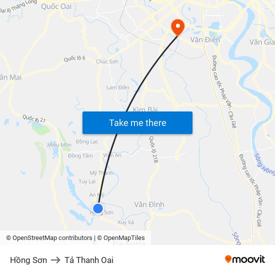 Hồng Sơn to Tả Thanh Oai map