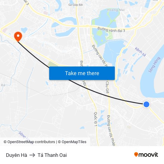 Duyên Hà to Tả Thanh Oai map