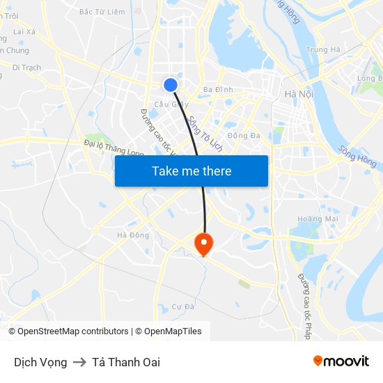 Dịch Vọng to Tả Thanh Oai map