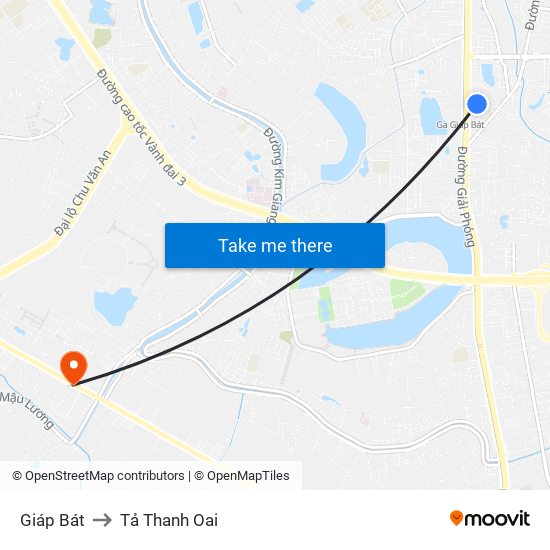 Giáp Bát to Tả Thanh Oai map