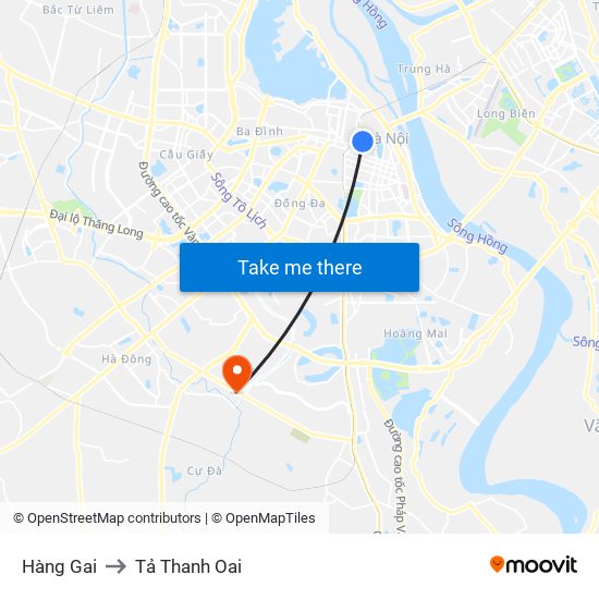 Hàng Gai to Tả Thanh Oai map