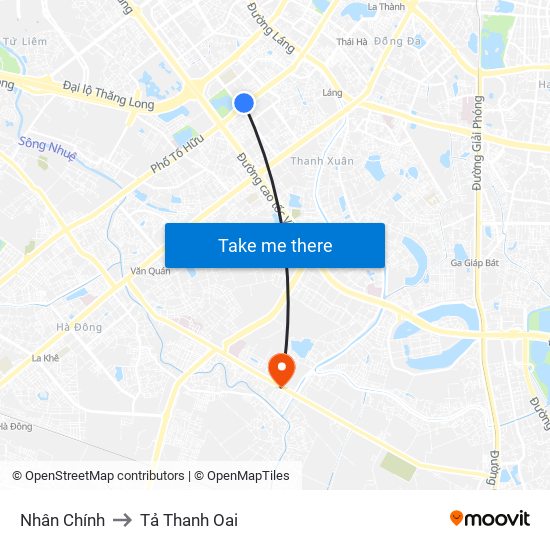 Nhân Chính to Tả Thanh Oai map