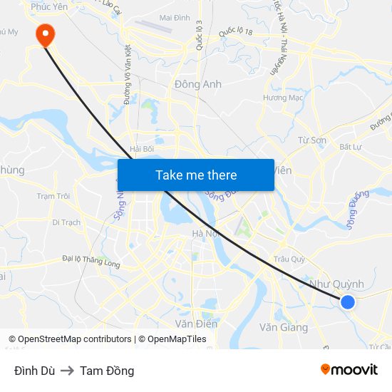 Đình Dù to Tam Đồng map