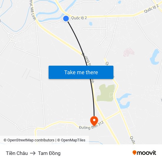 Tiền Châu to Tam Đồng map