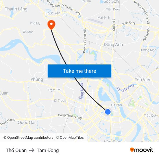 Thổ Quan to Tam Đồng map