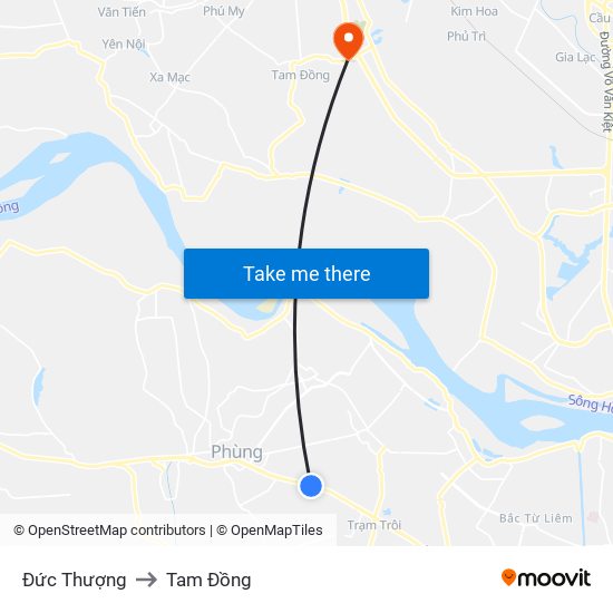 Đức Thượng to Tam Đồng map