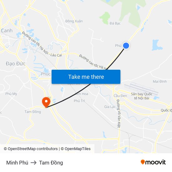 Minh Phú to Tam Đồng map
