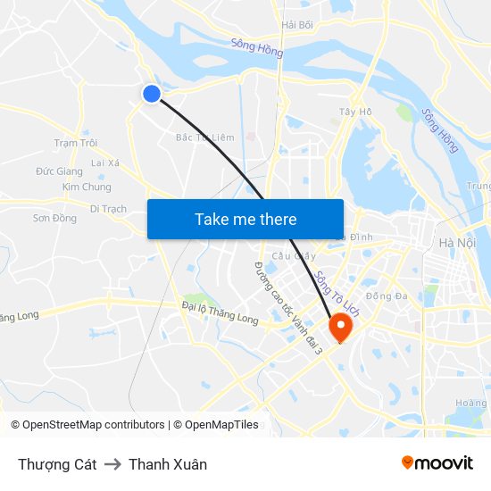 Thượng Cát to Thanh Xuân map